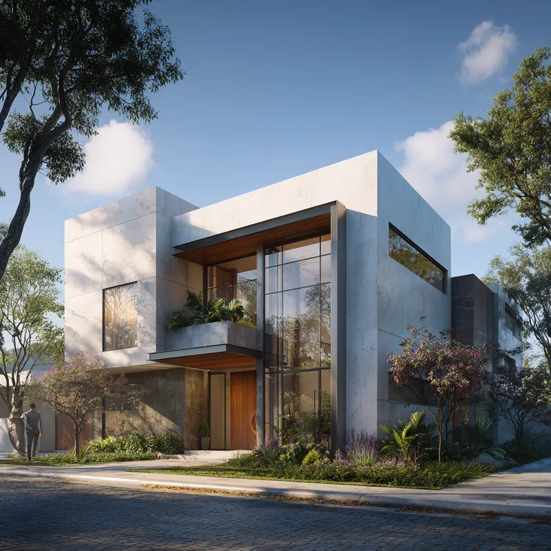 Samborondón Propuesta de diseño: Casa blanca con jardín