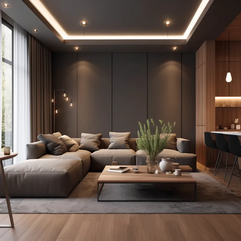 Casas y residencias Propuesta de diseño: Sala en tonos cálidos